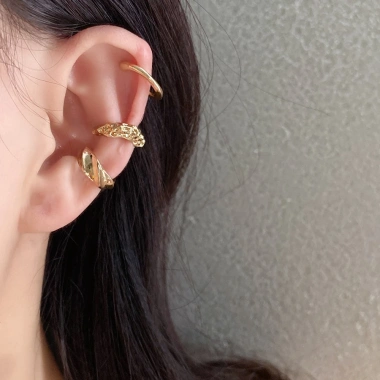 Bộ 3 vòng đeo tai hình học nữ thiết kế tối giản kẹp bông tai phong cách Boho