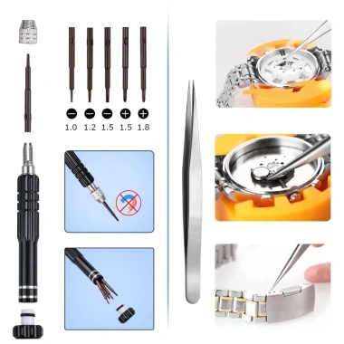 Bộ 31 mảnh thay pin, tua vít, dây đeo đồng hồ - Dụng cụ tháo lưng & giá đỡ mặt sau, giảm 20% 6