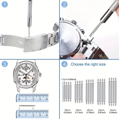 Bộ 31 mảnh thay pin, tua vít, dây đeo đồng hồ - Dụng cụ tháo lưng & giá đỡ mặt sau, giảm 20% 8