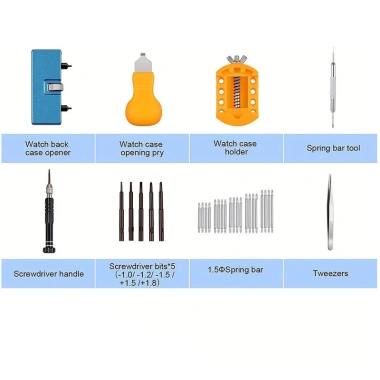 Bộ 31 mảnh thay pin, tua vít, dây đeo đồng hồ - Dụng cụ tháo lưng & giá đỡ mặt sau, giảm 20% 9