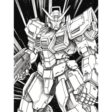 Bộ 33 tranh tô màu robot và siêu nhân Gundam - A4 A5 trẻ em, giá ưu đãi 15.000đ 6