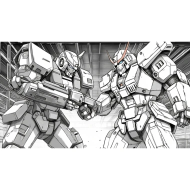 Bộ 33 tranh tô màu robot và siêu nhân Gundam - A4 A5 trẻ em, giá ưu đãi 15.000đ 7