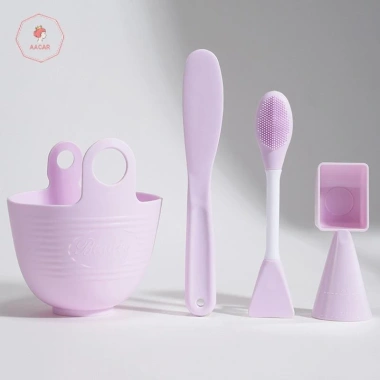 Bộ 3/4 Mặt Nạ Silicone DIY + Bàn Chải, Bát Đo, Cốc, Dụng Cụ Rong Biển, Tay Cầm Đa Năng: Trộn Đẹp Da Chỉ 52.470₫