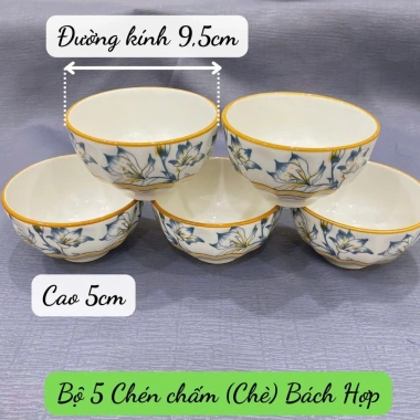 Bộ 35 chi tiết Chén Tô Dĩa Gốm Sứ Hoa Bách Hợp 10 Người - Họa Tiết Sang Trọng, Giá Ưu Đãi 673.200 VND 4