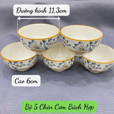 Bộ 35 chi tiết Chén Tô Dĩa Gốm Sứ Hoa Bách Hợp 10 Người - Họa Tiết Sang Trọng, Giá Ưu Đãi 673.200 VND 5