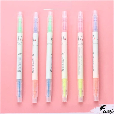 Bộ 3/6 bút highlight 2 đầu FUMI - Pastel đa màu, 2 ngòi nhớ, chỉ 13.300₫