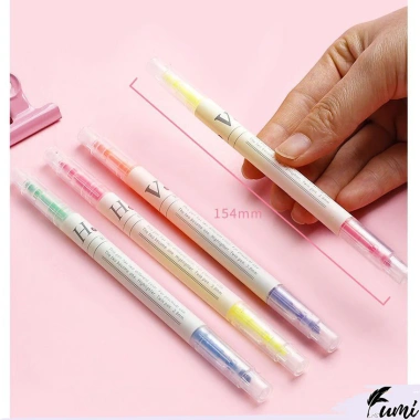 Bộ 3/6 bút highlight 2 đầu FUMI - Pastel đa màu, 2 ngòi nhớ, chỉ 13.300₫