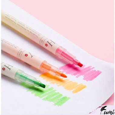 Bộ 3/6 bút highlight 2 đầu FUMI - Pastel đa màu, 2 ngòi nhớ, chỉ 13.300₫