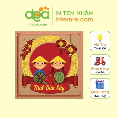 Bộ 38 tem Decan giấy kraft da bò 5x5cm dán mứt Tết, chúc mừng Năm Mới thiết kế sang trọng, độ bền cao, đẹp mắt - Intemre.com giảm giá, Giá chỉ 21.250đ