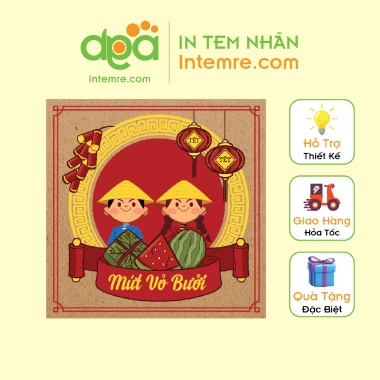 Bộ 38 tem Decan giấy kraft da bò 5x5cm dán mứt Tết, chúc mừng Năm Mới thiết kế sang trọng, độ bền cao, đẹp mắt - Intemre.com giảm giá, Giá chỉ 21.250đ