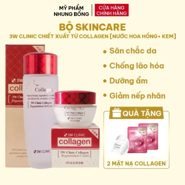 Bộ 3W CLINIC Hàn Quốc Collagen Chống Lão Hóa, Da Săn Chắc, Dưỡng Ẩm, Trắng Da – 330.000₫