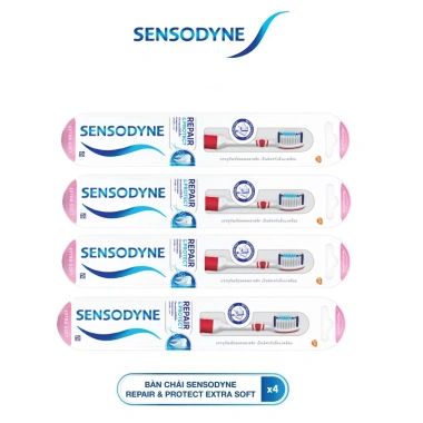 Bộ 4 Bàn chải Sensodyne Protect Extra Soft – Lông mềm, cổ linh hoạt, sạch sâu