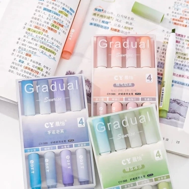 Bộ 4 Bút Dạ Quang Đầu Mềm Gradient - Đánh Dấu, Ghi Chú Văn Phòng, Giá 20.000₫ 2