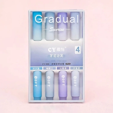 Bộ 4 Bút Dạ Quang Đầu Mềm Gradient - Đánh Dấu, Ghi Chú Văn Phòng, Giá 20.000₫ 8