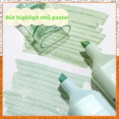 Bộ 4 bút highlight dạ quang HI19 nhũ lấp lánh ánh kim - Đánh dâu dễ thương, chỉ 71.500 VND