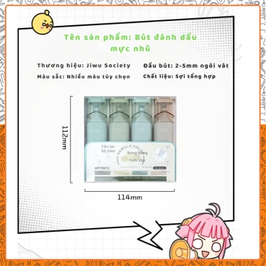 Bộ 4 bút highlight dạ quang HI19 nhũ lấp lánh ánh kim - Đánh dâu dễ thương, chỉ 71.500 VND