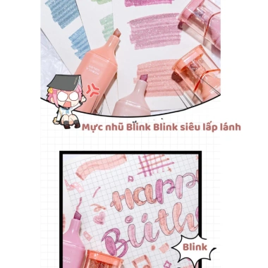 Bộ 4 bút highlight dạ quang nhũ lấp lánh HI19 - pastel ánh kim, giảm còn 74.750₫ 3