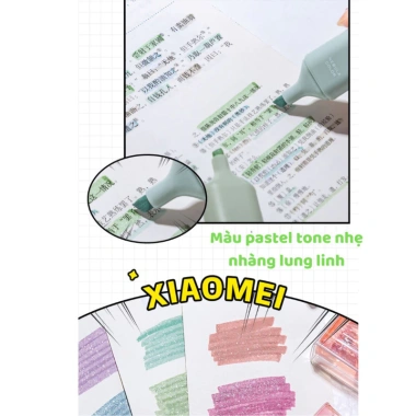 Bộ 4 bút highlight dạ quang nhũ lấp lánh HI19 - pastel ánh kim, giảm còn 74.750₫ 8