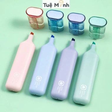 Bộ 4 bút highlight Pastel HI08 Vpp Tuệ Minh cỡ lớn màu Morandi dạ quang chỉ 18.950đ