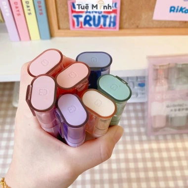 Bộ 4 bút highlight Pastel HI08 Vpp Tuệ Minh cỡ lớn màu Morandi dạ quang chỉ 18.950đ