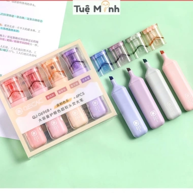 Bộ 4 bút highlight Pastel HI08 Vpp Tuệ Minh cỡ lớn màu Morandi dạ quang chỉ 18.950đ