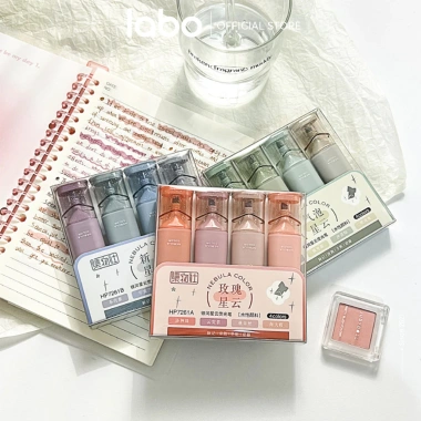 Bộ 4 Bút Highlight Pastel Nebula Mini Nhũ Phản Quang - Đánh Dấu và Bullet Journal, Giá 58.000 VND