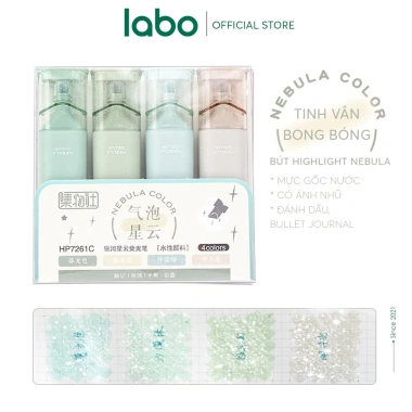 Bộ 4 Bút Highlight Pastel Nebula Mini Nhũ Phản Quang - Đánh Dấu và Bullet Journal, Giá 58.000 VND 9 Bộ 4 Bút Highlight Pastel Nebula Mini Nhũ Phản Quang - Đánh Dấu và Bullet Journal, Giá 58.000 VND 9