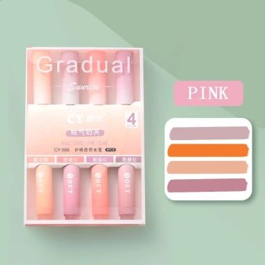 Bộ 4 Bút Highlighter Đánh Dấu Màu Sắc Gradient - Đậm, Nhẹ, Giá ưu đãi 35.877 VND 8