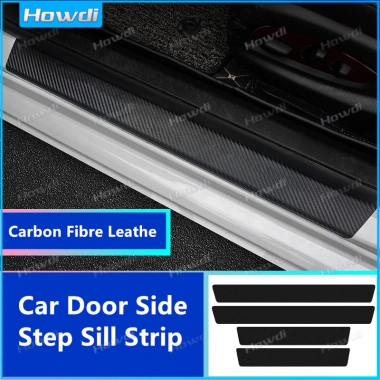Bộ 4 Cái Dải Sợi Carbon Da Bảo Vệ Cửa Ô Tô Bên Bước Sill Chống Trầy Xước
