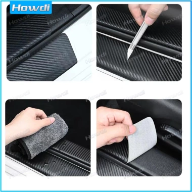 Bộ 4 Cái Dải Sợi Carbon Da Bảo Vệ Cửa Ô Tô Bên Bước Sill Chống Trầy Xước