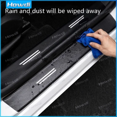 Bộ 4 Cái Dải Sợi Carbon Da Bảo Vệ Cửa Ô Tô Bên Bước Sill Chống Trầy Xước 6 Bộ 4 Cái Dải Sợi Carbon Da Bảo Vệ Cửa Ô Tô Bên Bước Sill Chống Trầy Xước 6