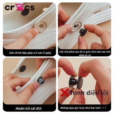 Bộ 4 Đai ốc nút cố định giày có lỗ - Phụ kiện dép, khóa giày, thay khóa hông - 7.9k 9