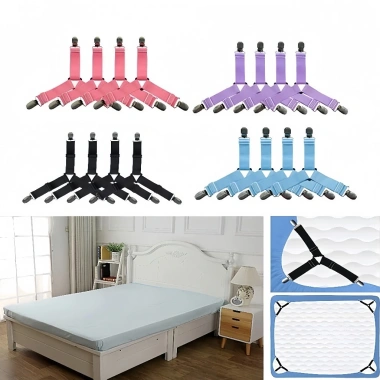Bộ 4 kẹp ga giường drap chống xê dịch - Dây kẹp 3 chấu inox cố định, dây buộc tiện, giảm giá 18% chỉ 78.000₫