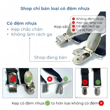 Bộ 4 kẹp ga giường drap chống xê dịch - Dây kẹp 3 chấu inox cố định, dây buộc tiện, giảm giá 18% chỉ 78.000₫