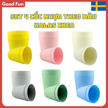 Bộ 4 ly cốc Kalas IKEA ăn dặm theo màu nhựa an toàn cho bé - Giá chỉ 67.000 VND, giảm từ 82.410 VND