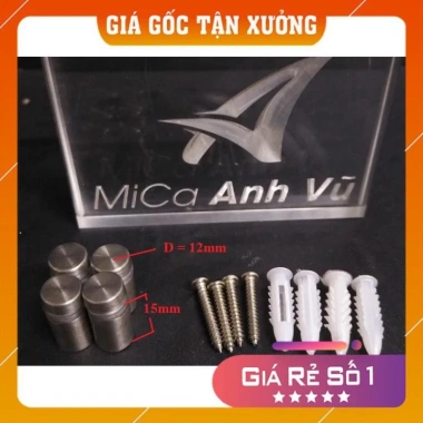 Bộ 4 ốc trụ kính inox + vít nở gắn khung treo tường - Giá gốc tận xưởng 50.000₫
