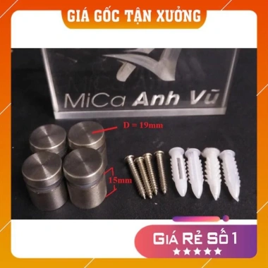 Bộ 4 ốc trụ kính inox + vít nở gắn khung treo tường - Giá gốc tận xưởng 50.000₫