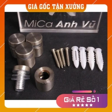 Bộ 4 ốc trụ kính inox + vít nở gắn khung treo tường - Giá gốc tận xưởng 50.000₫