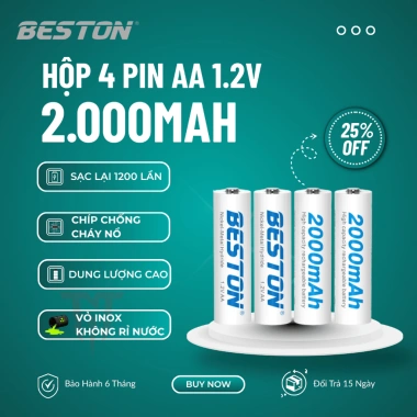 Bộ 4 Pin Sạc Beston AA 1.2V Ni-MH 1.200-3.300mAh Dùng Cho Micro - 69.000 VNĐ 8