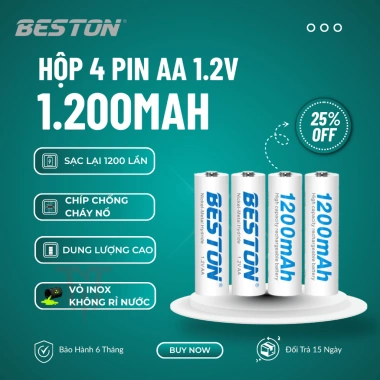 Bộ 4 Pin Sạc Beston AA 1.2V Ni-MH 1.200-3.300mAh Dùng Cho Micro - 69.000 VNĐ 9