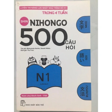 Bộ 4 sách tiếng Nhật N5 - 500 câu hỏi ôn tập, giảm giá 75.000đ, chuẩn luyện thi