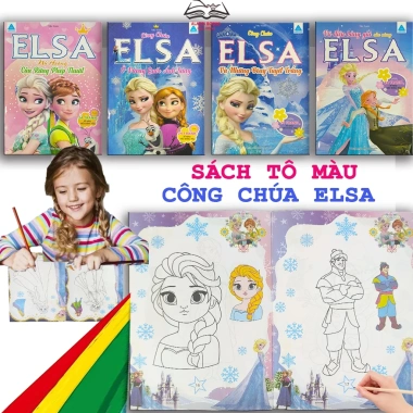 Bộ 4 Sách Tô Màu Công Chúa Elsa cho Bé Kèm Bảng Âm Vần Quà Tặng Giá 19.000 VND
