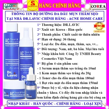 Bộ 4 sản phẩm Dr.lavic dưỡng da dầu mụn chính hãng – kem, toner, serum, sữa rửa mặt chỉ 458.000₫ 2