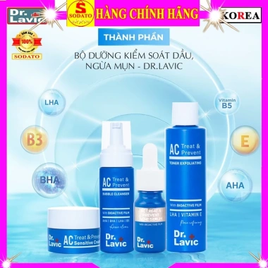 Bộ 4 sản phẩm Dr.lavic dưỡng da dầu mụn chính hãng – kem, toner, serum, sữa rửa mặt chỉ 458.000₫ 4