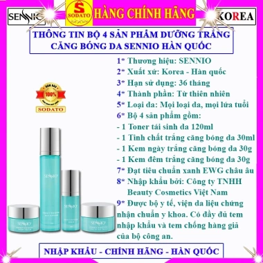 Bộ 4 sản phẩm Sennio Hàn Quốc chính hãng - Kem dưỡng da bộ hộp xanh, giảm giá 2