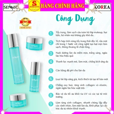 Bộ 4 sản phẩm Sennio Hàn Quốc chính hãng - Kem dưỡng da bộ hộp xanh, giảm giá 3