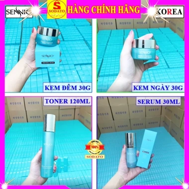 Bộ 4 sản phẩm Sennio Hàn Quốc chính hãng - Kem dưỡng da bộ hộp xanh, giảm giá 7