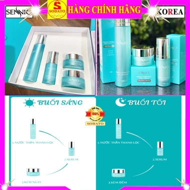 Bộ 4 sản phẩm Sennio Hàn Quốc chính hãng - Kem dưỡng da bộ hộp xanh, giảm giá 8