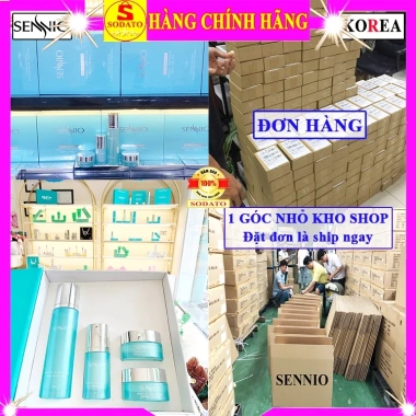 Bộ 4 sản phẩm Sennio Hàn Quốc chính hãng - Kem dưỡng da bộ hộp xanh, giảm giá 9