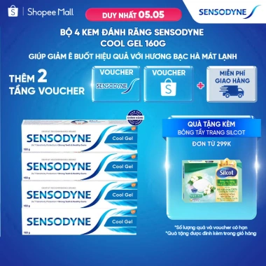Bộ 4 Sensodyne Cool Gel 160g – Giảm ê buốt, hương bạc hà mát lạnh, giá 349.600₫